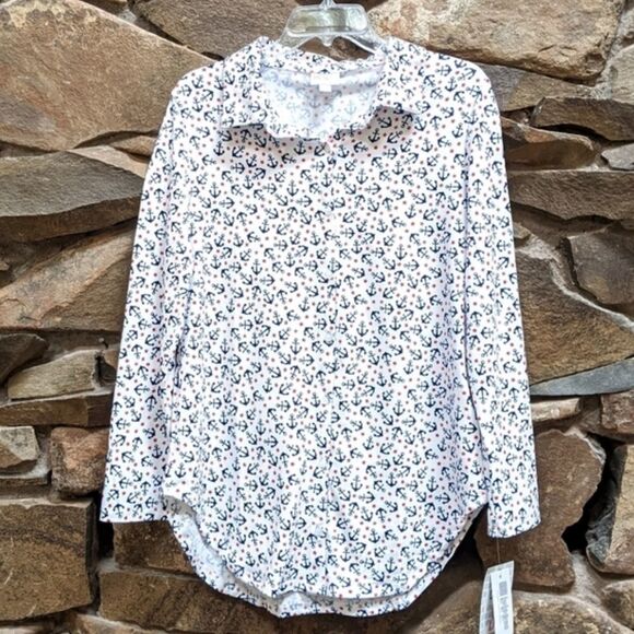 NWT LULAROE Nautical Anchors Valentina Shirt S - Picture 9 of 9